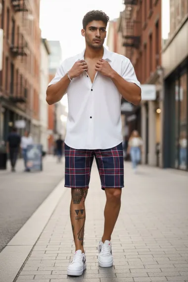 Pantaloni scurti casual, cu imprimeu, 13143 D4-3.3