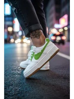 Adidasi dama albi cu verde,casual, 9981 Adidasi dama albi cu verde,casual, 9981