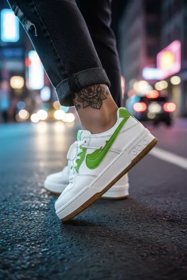 Adidasi dama albi cu verde,casual, 9981