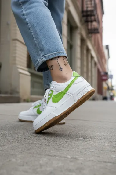 Adidasi dama albi cu verde,casual, 9981