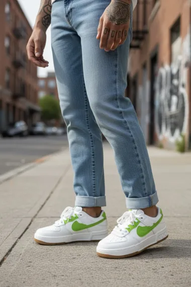 Adidasi dama albi cu verde,casual, 9981