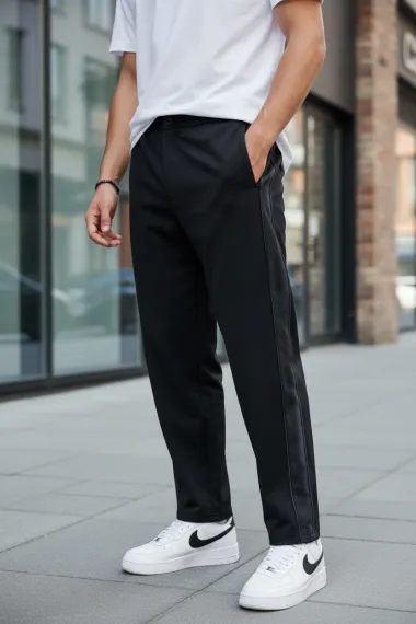 Pantaloni de trening negri conici GG26 22A-3.3