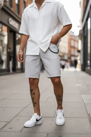 Pantaloni scurti casual gri deschis 13058