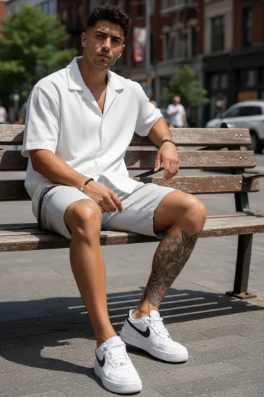 Pantaloni scurti casual gri deschis 13058