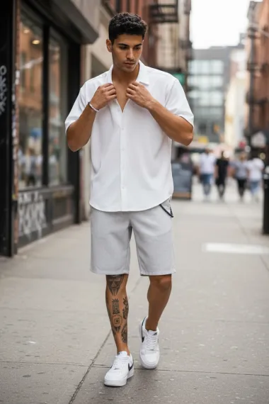 Pantaloni scurti casual gri deschis 13058