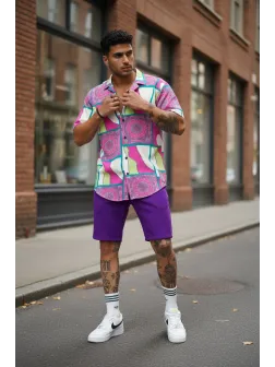 Pantaloni scurti casual, mov 13058 O4-3.2