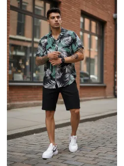 Pantaloni scurti casual, negri 13058 O4-3.2