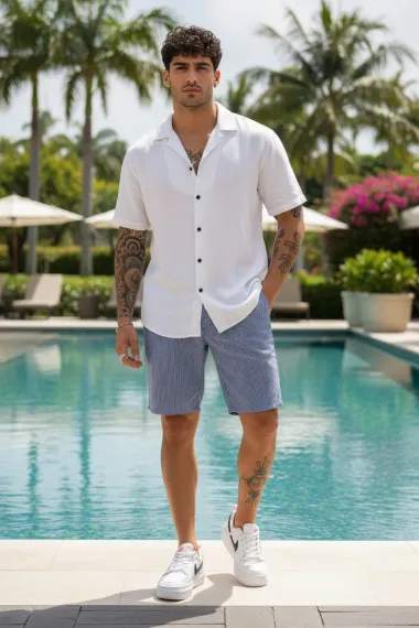 Pantaloni scurti casual, cu imprimeu, 13115 O6-2.1