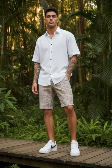 Pantaloni scurti casual, cu imprimeu, 13116 D4-3.3