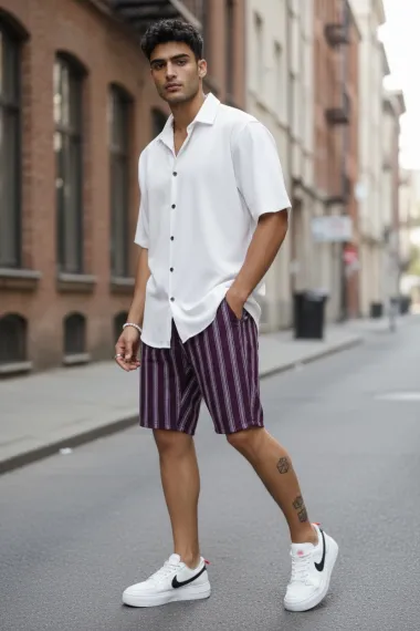 Pantaloni scurti casual, cu imprimeu, 13127 