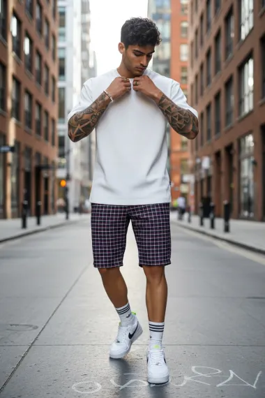 Pantaloni scurti casual, cu imprimeu, 13134 D4-3.2