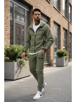 Trening barbati slim fit kaki Pantaloni + Hanorac 5020 16-1.1