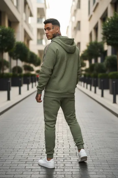 Trening barbati slim fit kaki Pantaloni + Hanorac 5020 16-1.1