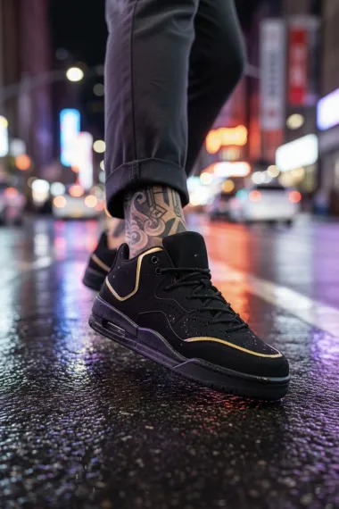 Adidasi barbati casual, negru cu auriu 5919 T51-3