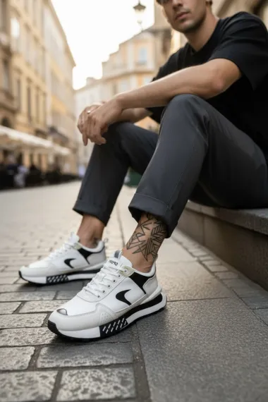 Adidasi barbati casual, albi A105 