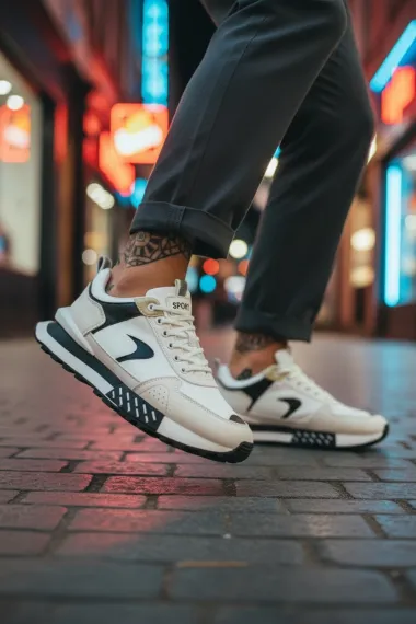 Adidasi barbati casual, albi A105 