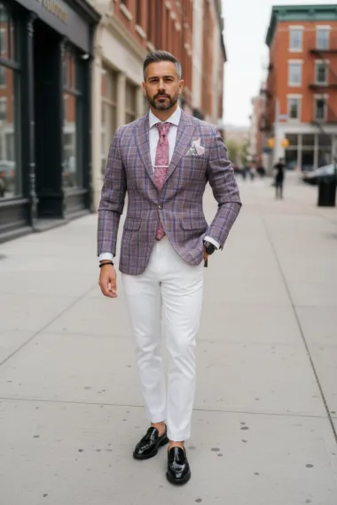 Sacou barbati in carouri slim fit B4238 6-2