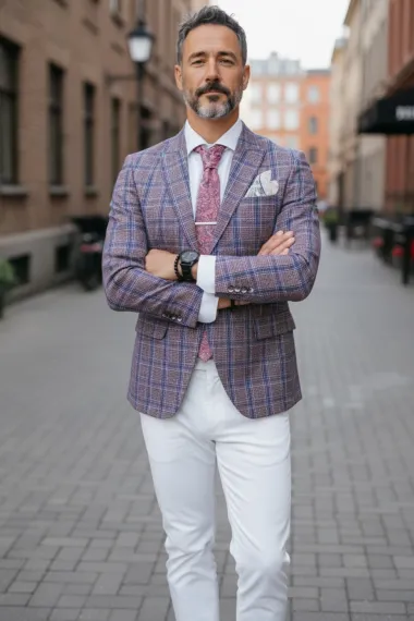 Sacou barbati in carouri slim fit B4238 6-2