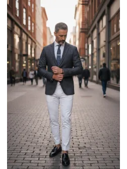 Sacou barbati in carouri slim fit B4241 42-4