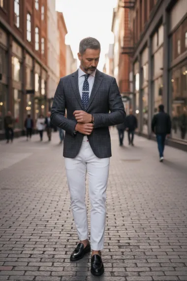 Sacou barbati in carouri slim fit B4241 42-4