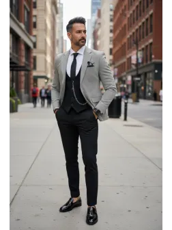 Sacou barbati in carouri slim fit B5009 80 S2-1 Sacou barbati in carouri slim fit B5009 80 S2-1