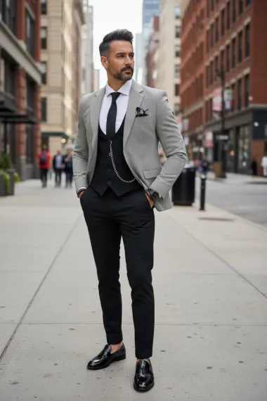 Sacou barbati in carouri slim fit B5009 80 S2-1