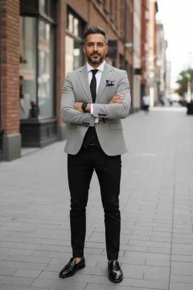 Sacou barbati in carouri slim fit B5009 80 S2-1