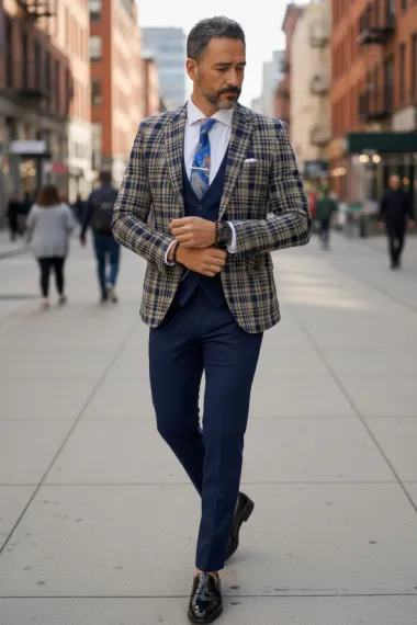 Sacou barbati in carouri slim fit B5289 12-1.2