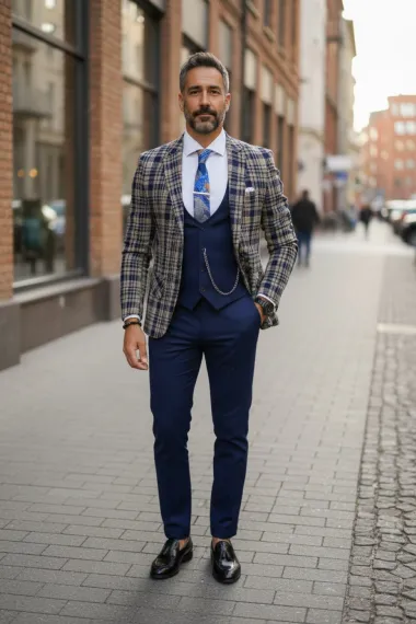 Sacou barbati in carouri slim fit B5289 12-1.2