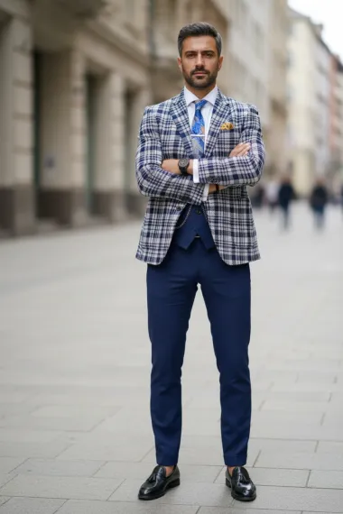 Sacou barbati in carouri slim fit B5293 12