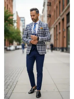 Sacou barbati in carouri slim fit B5293 12 Sacou barbati in carouri slim fit B5293 12