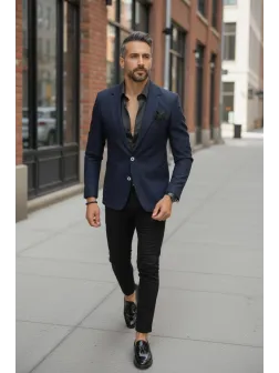 Sacou barbati bleumarin slim fit B8287 90-5