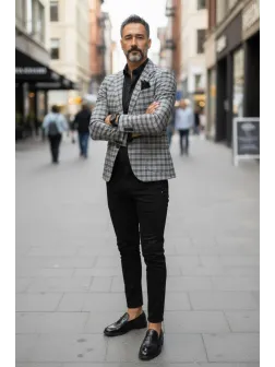 Sacou barbati slim fit in carouri B8315 N7-5.3 Sacou barbati slim fit in carouri B8315 N7-5.3