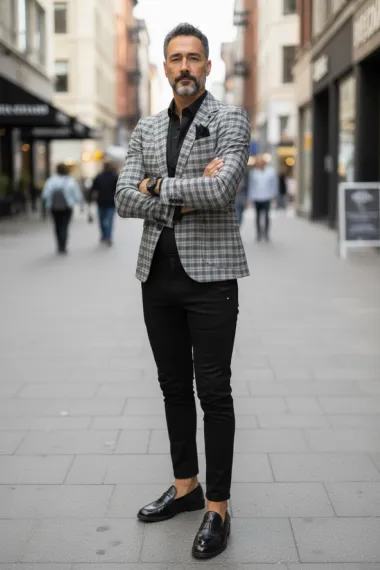 Sacou barbati slim fit in carouri B8315 N7-5.3