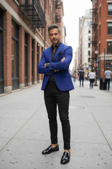 Sacou barbati slim fit bleumarin B8338 105