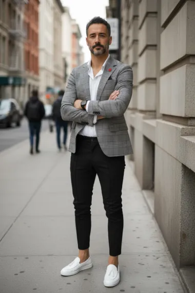 Sacou barbati slim fit in carouri 10198 18-1