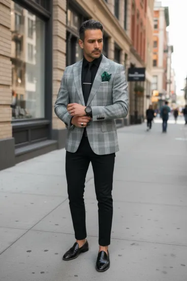 Sacou barbati slim fit in carouri 11811 X