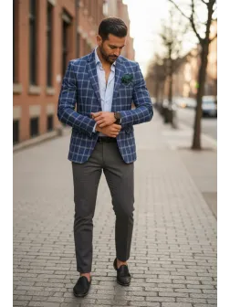 Sacou barbati slim fit in carouri 12715 107-2