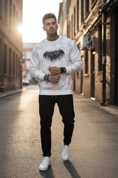 Bluza barbati slim fit, alba SA25