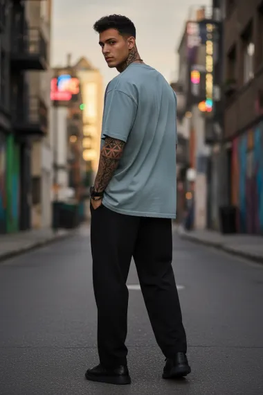 Tricou barbati, gri degrade, oversize, premium Y003 11-4.2