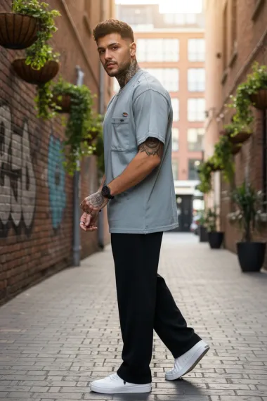 Tricou barbati, gri degrade, oversize, premium Y003 11-4.2