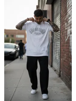 Tricou barbati, alb, oversize, premium Y188 11-4.1 Tricou barbati, alb, oversize, premium Y188 11-4.1