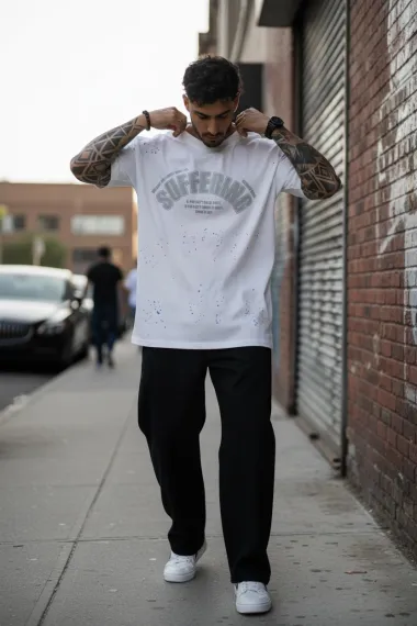 Tricou barbati, alb, oversize, premium Y188 11-4.1