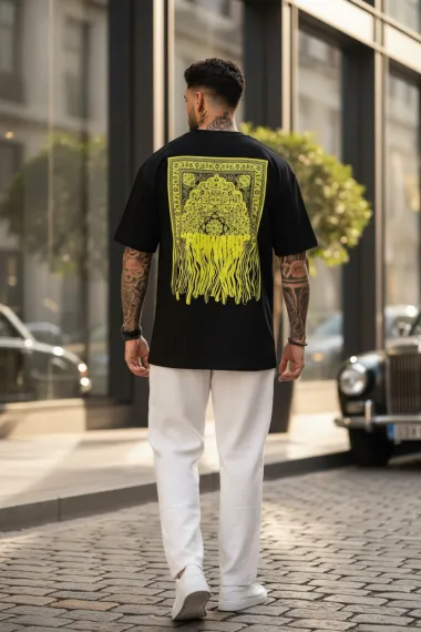 Tricou barbati, negru, oversize, premium Y262 11-5.2