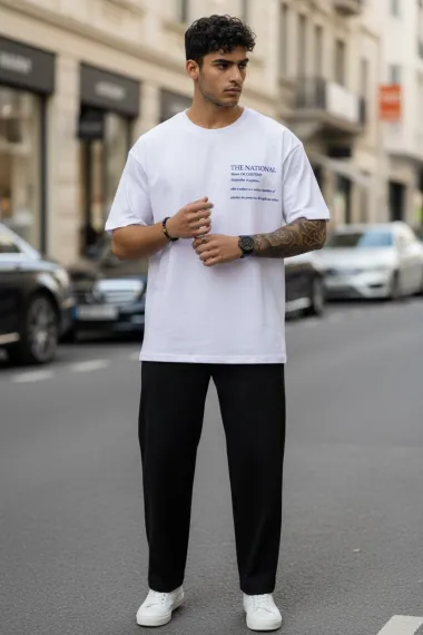 Tricou barbati, alb , oversize, premium Y265 11-5.1