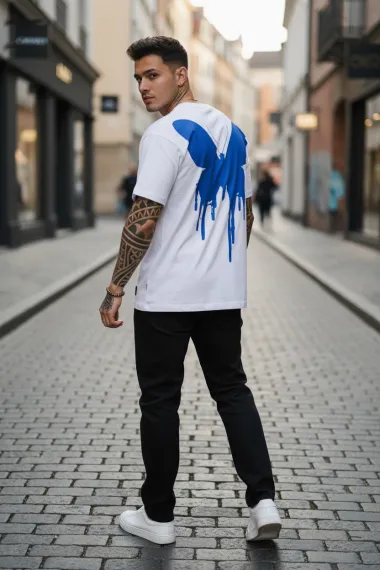 Tricou barbati, alb , oversize, premium Y265 11-5.1