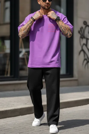 Tricou barbati, mov , oversize, premium Y265 11-5.1