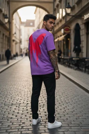 Tricou barbati, mov , oversize, premium Y265 11-5.1