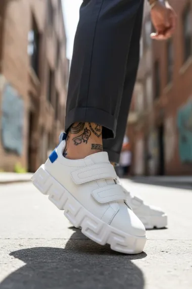 Adidasi barbati VSC Greca albi cu albastru, cu arici 092 N10-3