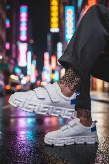 Adidasi barbati VSC Greca albi cu albastru, cu arici 092 N10-3